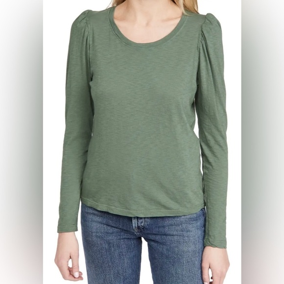 Sundry Green Puff Shoulder Long Sleeve Tee Size 2 (M) - Picture 1 of 9